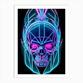 Neon Skull 30 Art Print