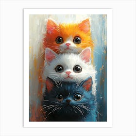 Cute Cats Stacked Together 16 Art Print