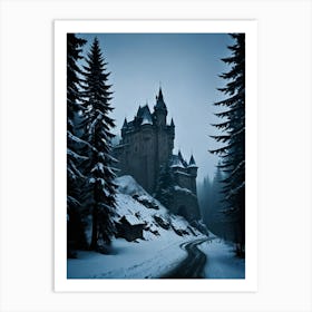 Castle In The Snow The Enigma of the Shadowed Castle Art Print