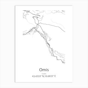 Omis,Croatia Minimalist Map Art Print