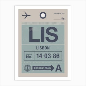 Lisbon Luggage Tag Art Print