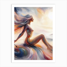 woman drawing Art Print