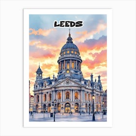 Leeds Travel Retro Vintage V 01 Art Print