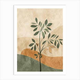 Chestnut Tree Minimal Japandi Illustration 4 Art Print