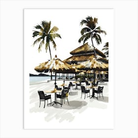 Watercolor Sketch Of A Beach Restaurant Art Print