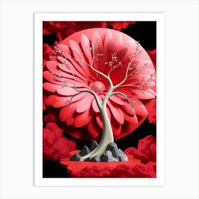 3d Red Tree Art Print