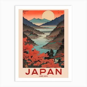 Lake Ashi, Visit Japan Vintage Travel Art 2 Art Print