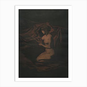 Naked lady vintage art, Art Print