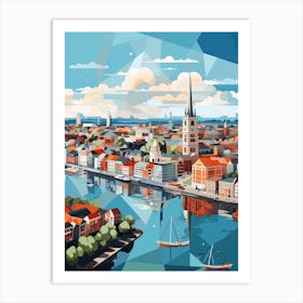 Hamburg, Germany, Geometric Illustration 2 Art Print