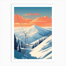 Heavenly Mountain   California Nevada, Usa, Ski Resort Illustration 3 Simple Style Art Print