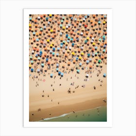 Crowded Beach With Umbrellas Art Print