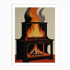 Fire In The Fireplace Art Print