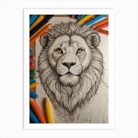 Lion Drawing 3 Art Print