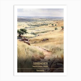 Serengeti National Park Tanzania Watercolour 1 Art Print