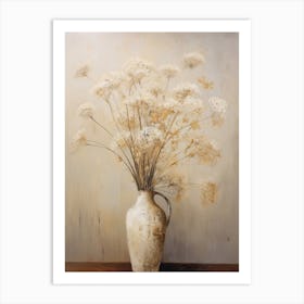 Queen Anne S Lace, Autumn Fall Flowers Sitting In A White Vase, Farmhouse Style 4 Art Print