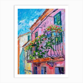 Balcony Painting In Ibiza 1 Art Print