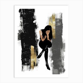 Woman In Black And Gold 4 Art Print