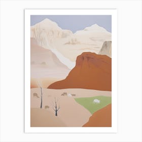 Taklamakan Desert   Asia (China), Contemporary Abstract Illustration 3 Art Print