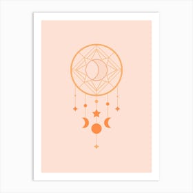 Moon Dreamcatcher Peach Art Print