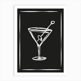 Martini Cocktail Black and White Art Print