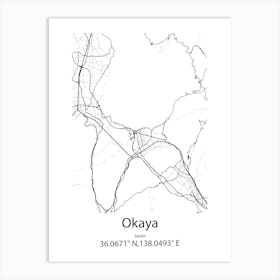 Okaya,Japan Minimalist Map Art Print