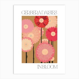 Gerbera Daisies In Bloom Flowers Bold Illustration 1 Art Print