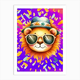 Kids Art Animal Art Lion In Sunglasses Lion Art Art Print