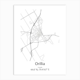 Orillia,Canada Minimalist Map Art Print