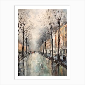 Winter City Park Painting St Stephens Green Dublin 2 Art Print