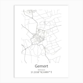 Gemert,Netherlands Minimalist Map Art Print