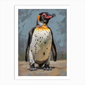 African Penguin Petermann Island Oil Painting 2 Art Print