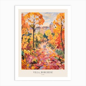 Autumn City Park Painting Villa Borghese Gardens Rome 3 Poster Art Print