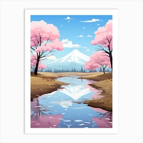 Cherry Blossom Illustration Wall Art Art Print