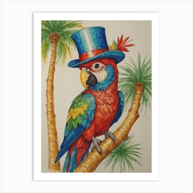 Parrot In Hat 1 Art Print