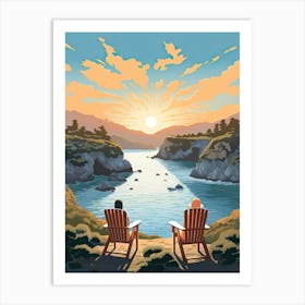 Big Sur California, Usa, Graphic Illustration 4 Art Print