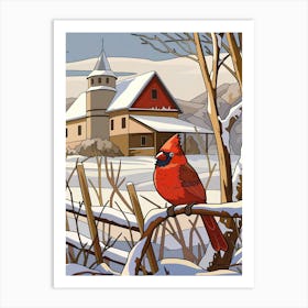 Cardinal Bird In Winter Art Print