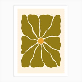 Abstract Flower 01 - Yellow Green Art Print
