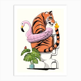 Tiger Using Toilet Art Print
