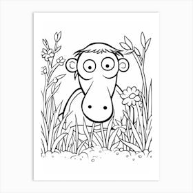 Line Art Jungle Animal Proboscis Monkey 3 Art Print