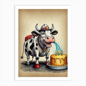 Birthday Cow 6 Art Print