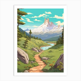 Torres Del Paine Circuit Chile 6 Hike Illustration Art Print