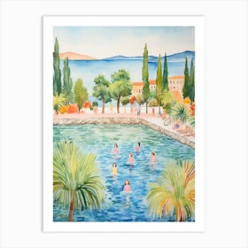 Swimming In Zadar Croatia Watercolour Art Print