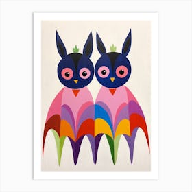 Colourful Kids Animal Art Bat 2 Art Print