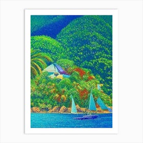 Mayreau Saint Vincent And The Grenadines Pointillism Style Tropical Destination Art Print