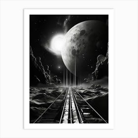 Interstellar Voyage Abstract Black And White 8 Art Print