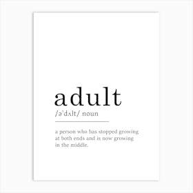 Adult Definition Poster - Dictionary Art Print