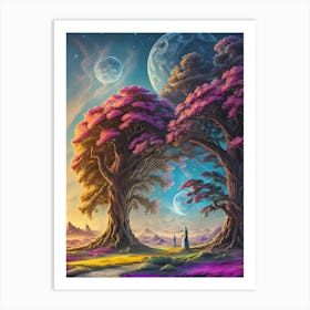 Two Trees In The Sky Art Print