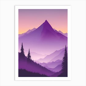 Misty Mountains Vertical Composition In Purple Tone 54 Art Print