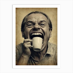 Old Man Drinking Coffee Art Print