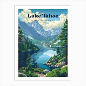 Lake Tahoe Nevada Digital Travel Art Art Print